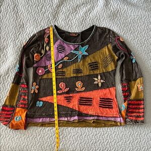 Rising International Artistic Patchwork Long Sleeve Top